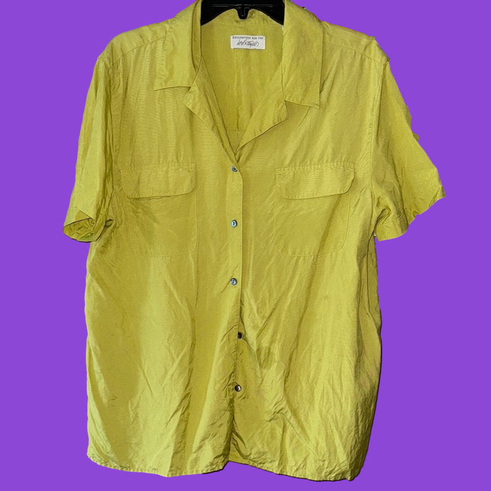 Lord & Taylor Lime Green silk Blouse 14